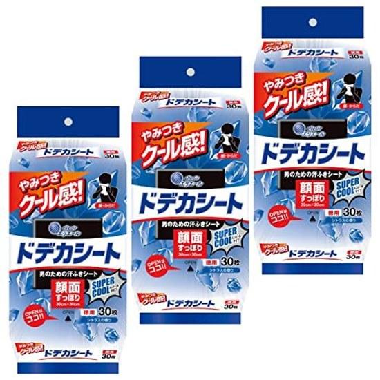 Листы для вытирания пота Eliel Большой размер Dodeka Sheet МУЖСКИЕ Супер-охлаждающий тип 90 (30 x 3 упаковки) Освежающий цитрусовый аромат