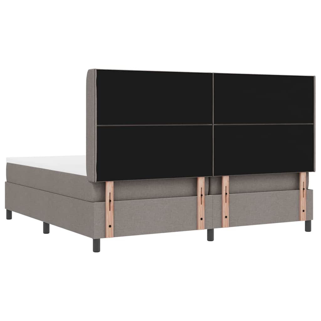Box Spring Bed with Pillows and Headboard Taupe 200 x 200 cm Fabric