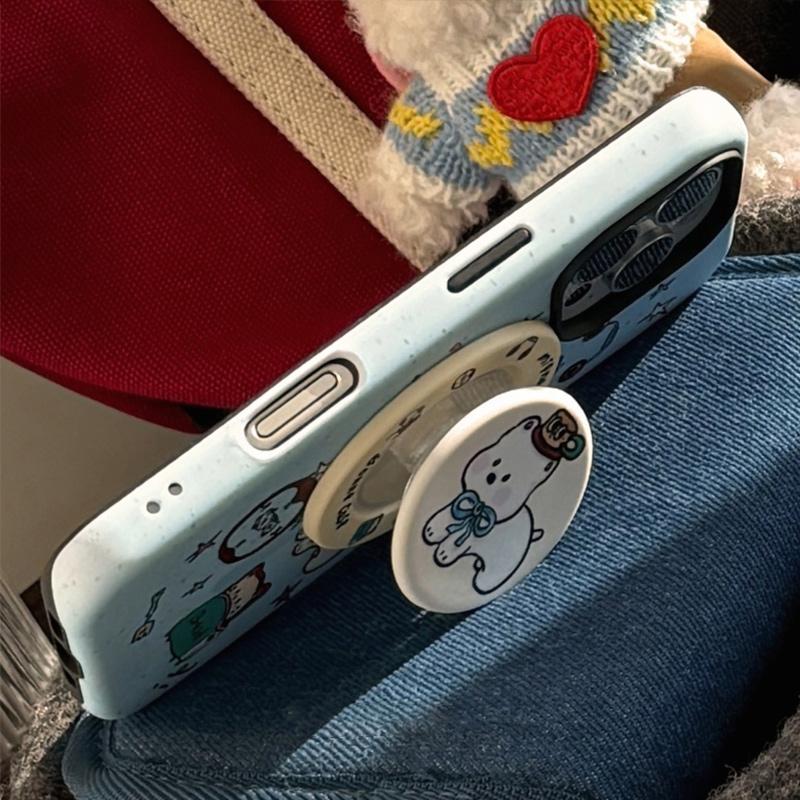 Корейский INS Милый Мультяшный Щенок Для Magsafe Телефон Магнитный Грипток Подставка Для iPhone Смешной Складной Беспроводной Зарядный Чехол Держатель