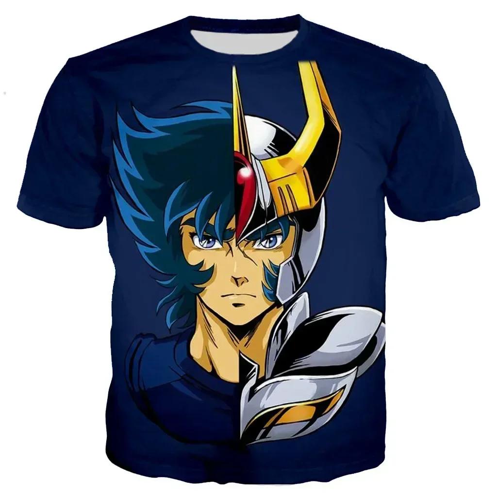 Футболка Saint Seiya, мужские модные футболки, детские топы в стиле хип-хоп, футболки с аниме, футболка с 3d принтом, летняя мужская футболка, топы с графикой, футболка для мальчиков