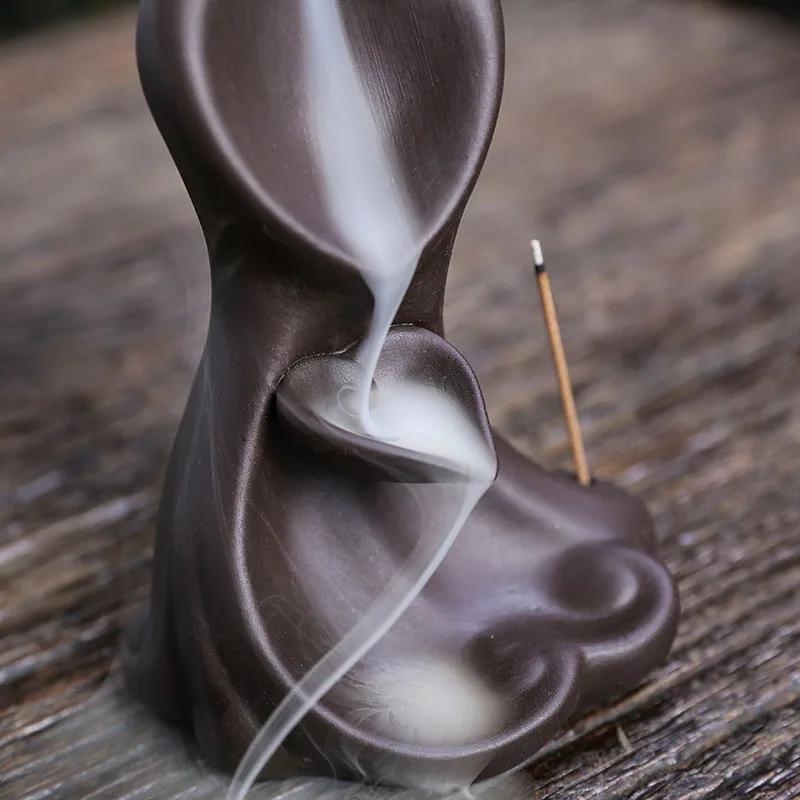 1pc,Purple Clay Backflow Incense Burner for Valentine's Day Gift Home Decor Tea Pet Incense Stick Holder (Without Incense)