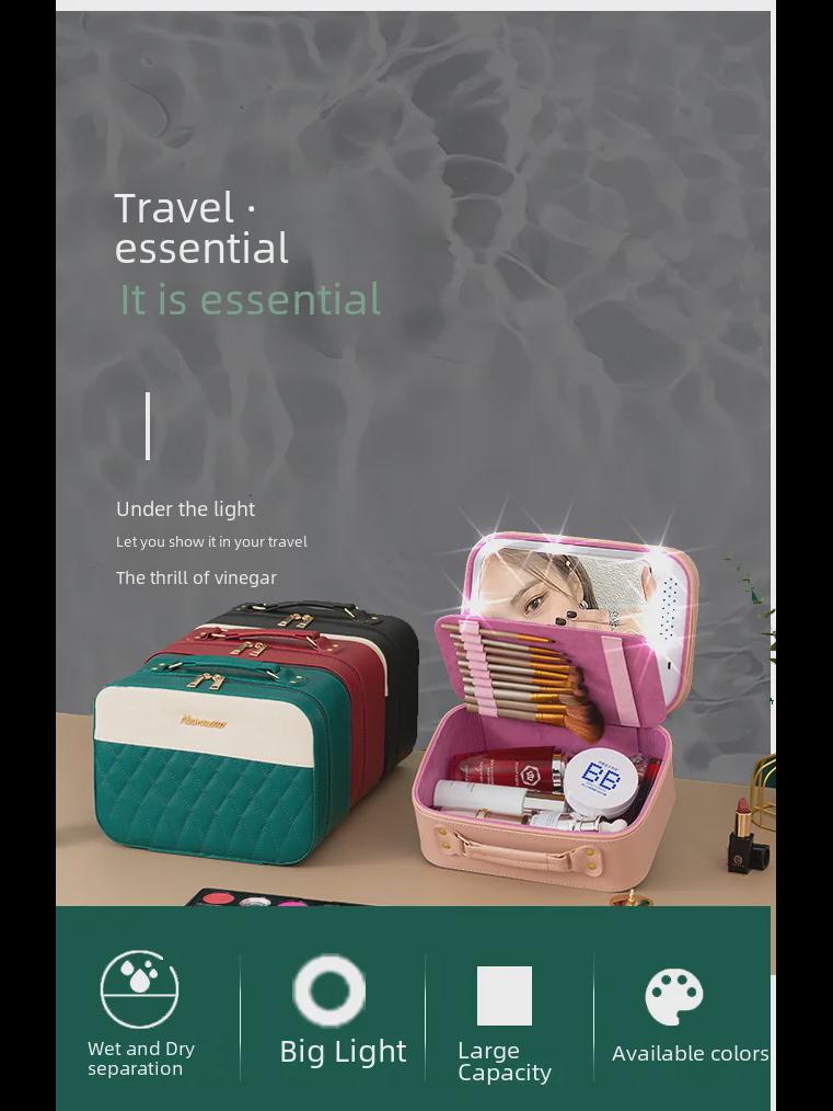 Светодиодная косметичка с большим зеркалом: Новая тенденция 2024 года в хранении косметики в путешествиях