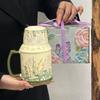 Ретро керамическая чашка-чайник с масляной живописью, чашка для воды большой вместимости, высокоценная кружка для девушек, подарок на день рождения для подруг