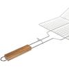 1 PCS Double Grille Barbecue Rectangle 34x22 cm en Acier Chromé avec Manche en Bois – Parfait pour des Grillades Maîtrisées RIDEAU