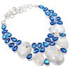 Rainbow Moonstone, Blue Topaz Gemstone 925 Sterling Silver Necklace 18"