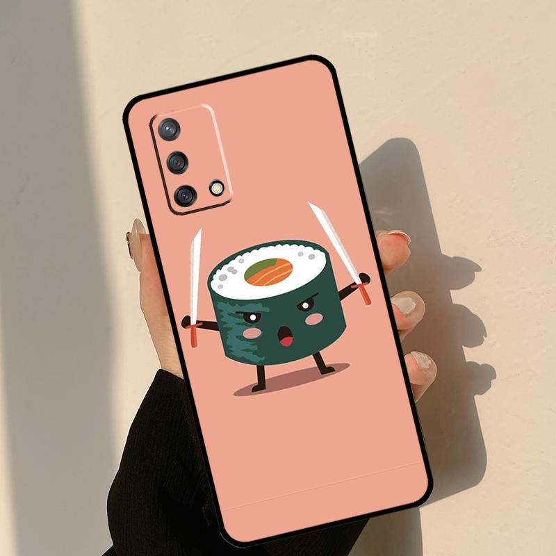 Японский кейс для еды суши для Oppo A80 A60 A40 A15 A16 A17 A57 A94 A74 A54 A76 A96 A18 A38 A58 A78 A98 A6 A5 Pro