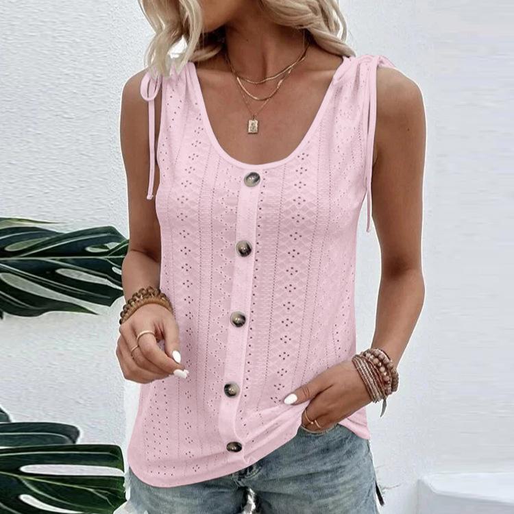 Spring and Summer New Women's Sexy Casual Solid U Neck Tank Top