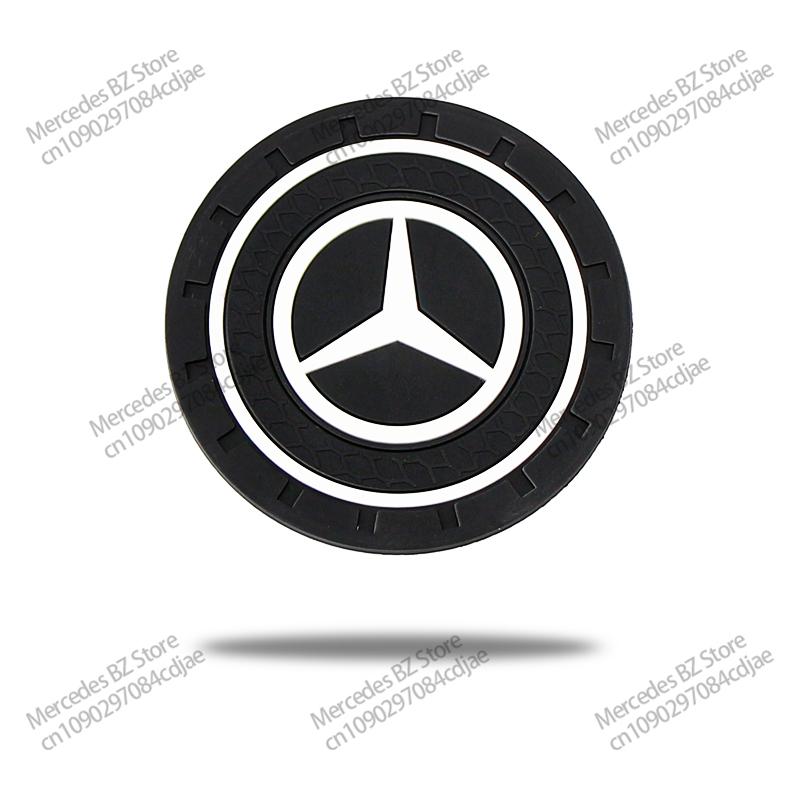 Car Interior Leather Coaster Anti-noise Water Cup Pad For Mercedes Benz AMG GLE GLS CLA CLE GLC CLS GLA W203 W206 W220 W205 PQRST1