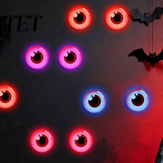 Lighted Eye Props 12/16Pcs Halloween 3D Eyes Decoration, Glowing Spooky Wall Sticker, LED Stickers Light-Up Decor for Walls, Windows, Doors,