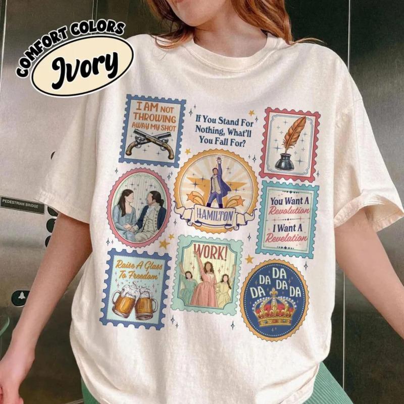 Hamilton Musical Stamps Shirt Vintage Style Broadway Theater Graphic Tee History Inspired Musical Fan Apparel Gift Shirt