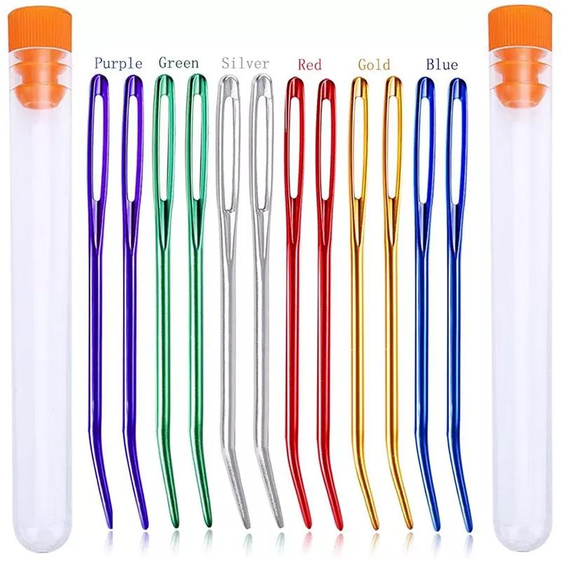 Набор игл для вязания пряжи, гобеленовые иглы с загнутым кончиком для пряжи, иглы с большим ушком и тупым ушком для ручного шитья, вязания крючком