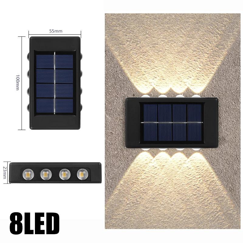 10/8/6/4LED Solar Wall Lamp Outdoor Waterproof Up and Down Luminous Lighting for Garden Fence Decoration Sunlight Light