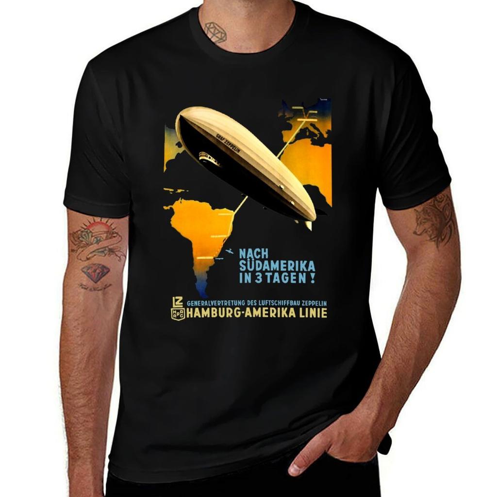 Fly Zeppelin Berlin To Buenos Aires Advert Tshirt Ultra Soft Breathable Tee Top