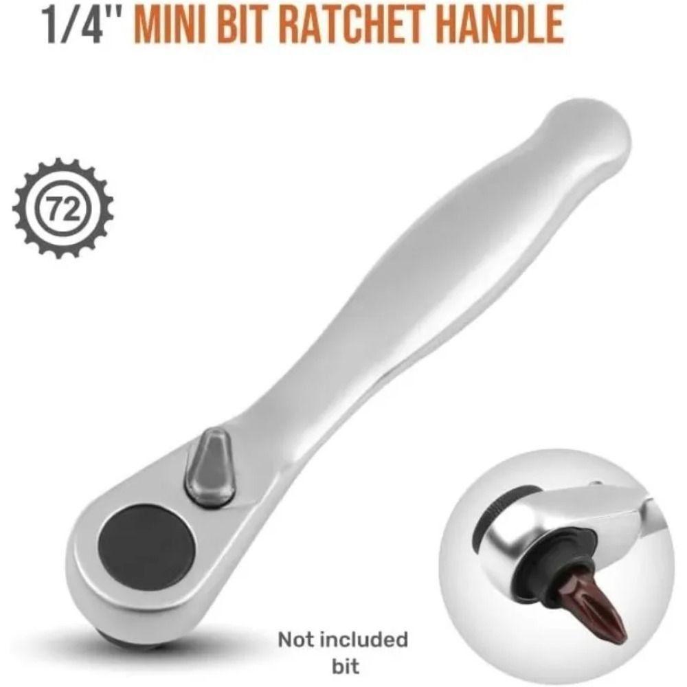 72 Teeth 1/4 Drive Ratchet Handle Wrench Bidirectional Ratchet Spanner  Screwdriver Bit
