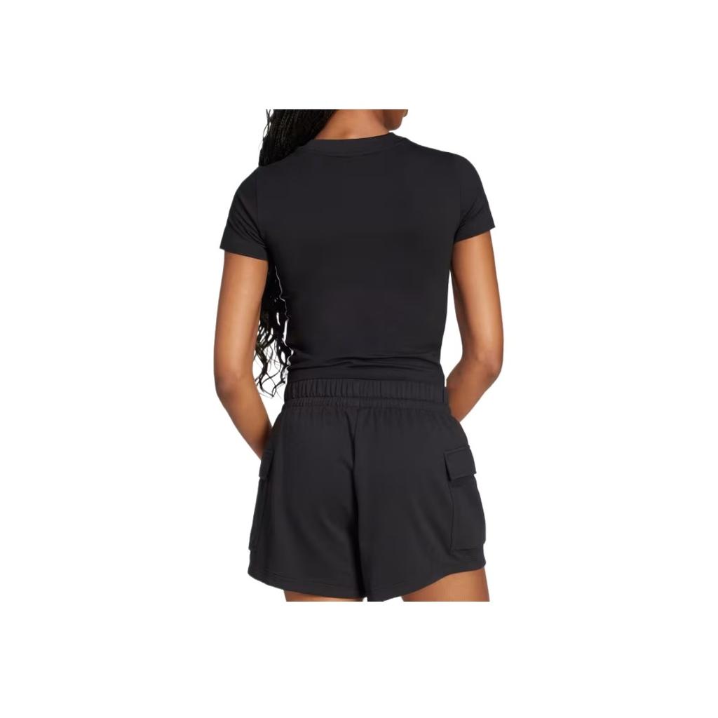 Adidas Женская базовая футболка слим с тремя полосками Черный/Белый Женская уличная одежда JC8325