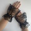 Lolita Black Hand Sleeves Short Lace Mesh Decoration Fake Cuffs Elastic Bracelet Wedding Party Dress Accessories