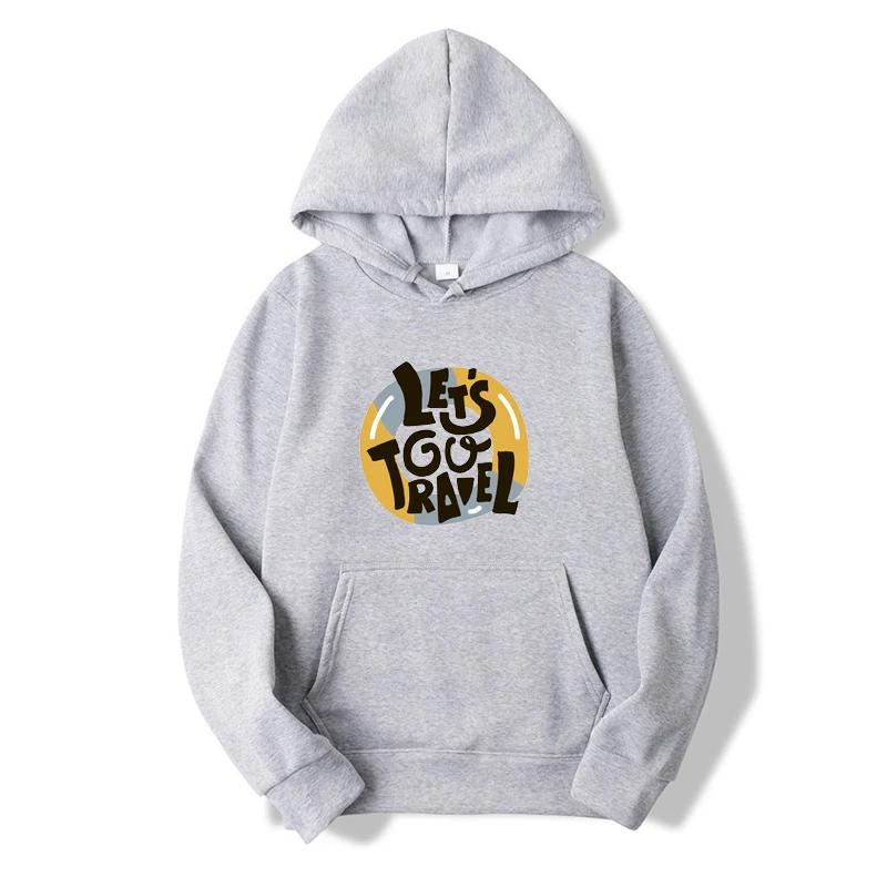 Let's Go Travel Print Hoody Sweatshirt Women Unisex Autumn Fleece Long Sleeve Hoodie Clothing Outdoor Pullover Tops