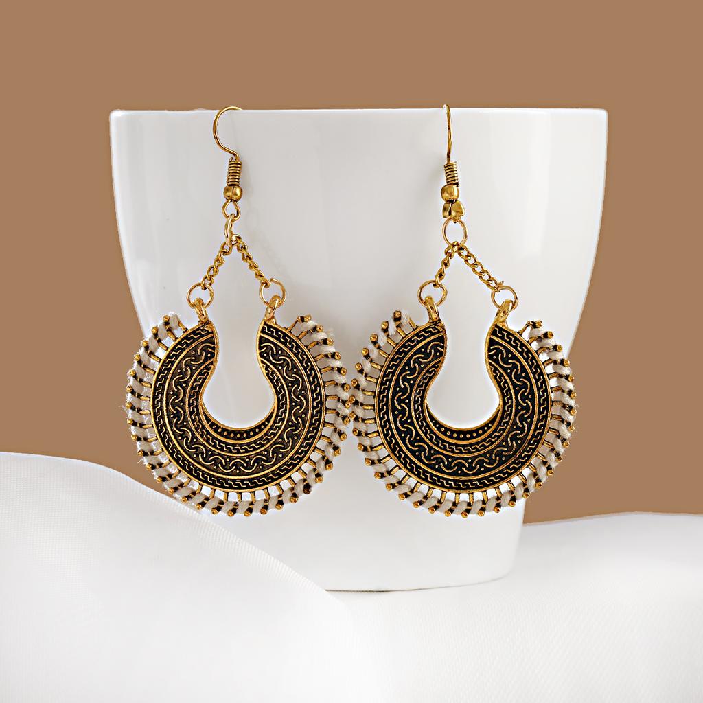 Indian Jhumka Zircon Vintage Bell Tassel Earring Boho Antique Ethnic Copper Plated Drop Hanging Earrings For Women Pendientes