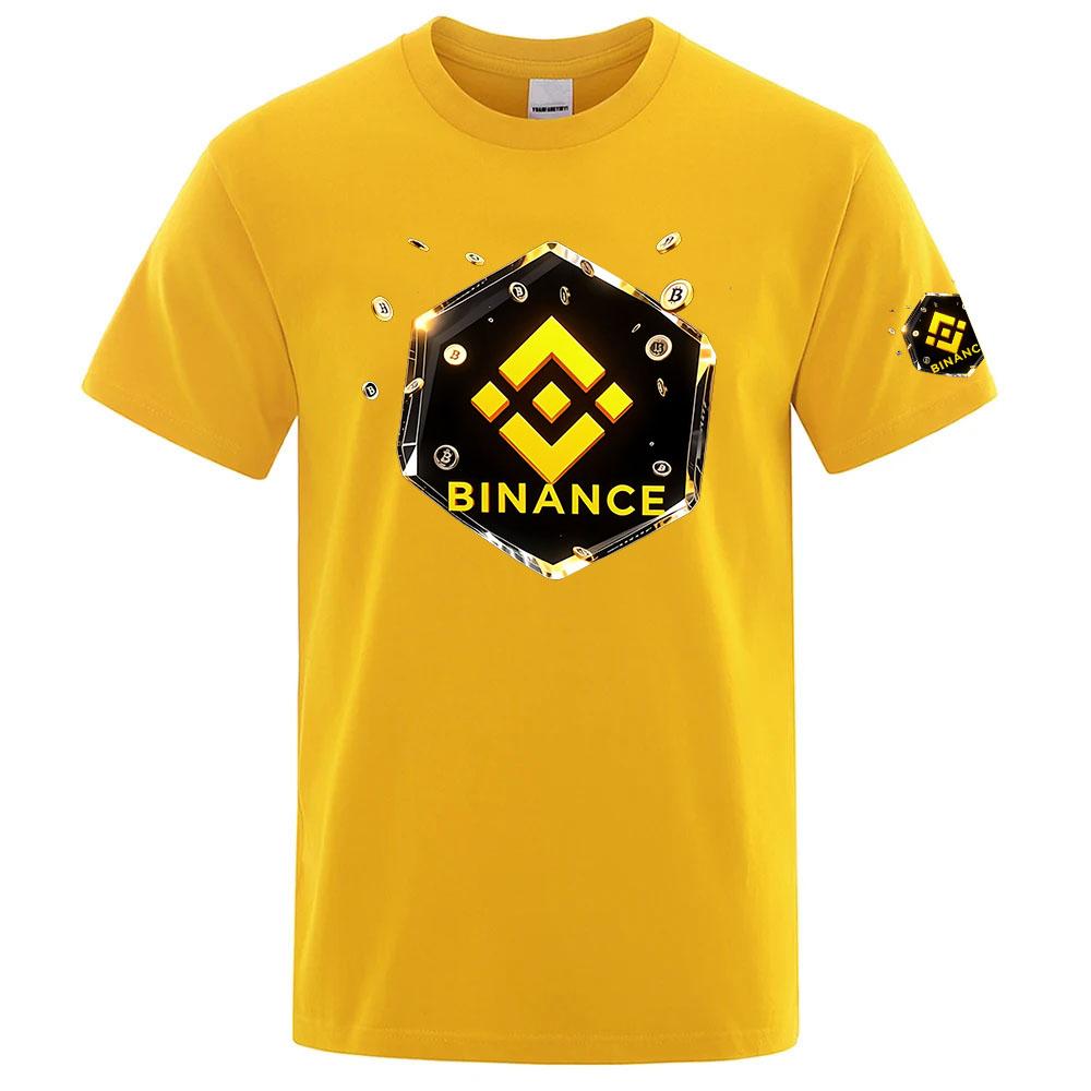 2026 Binance Крипто Логотип Принт Высокое Качество Оверсайз Люксовый Бренд 100 Хлопок Принт Лето Для Унисекс Футболка с Коротким Рукавом