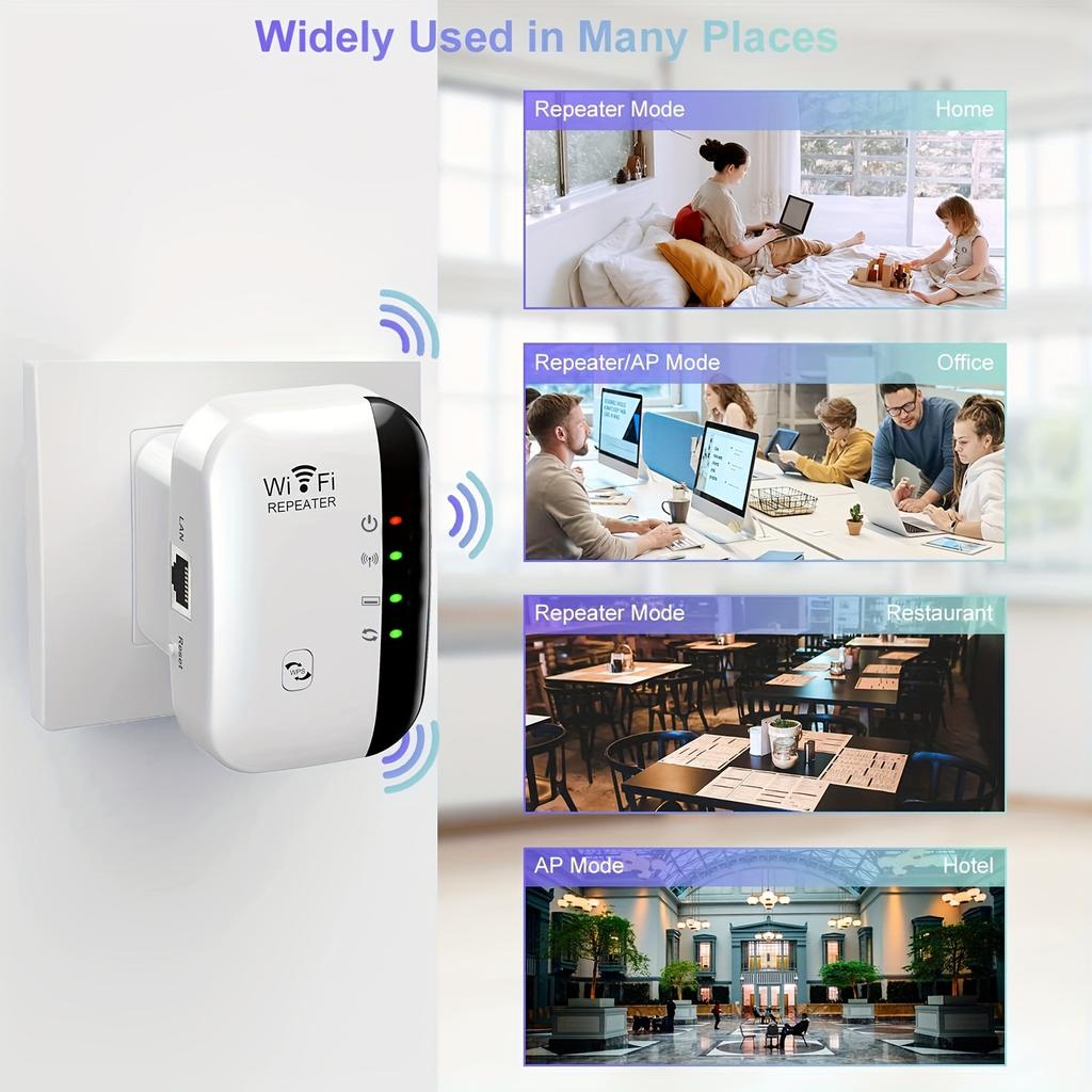 WiFi Range Extender, Wireless Network Repeater for Home and Office Use, Boost Your WiFi Signal Up To 300Mbps-Long Range Wireless Repeater Access Point