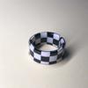 Candy Color Checkerboard Lattice Plaid Resin Korean Style Open Rings Finger Rings Acetate Ring