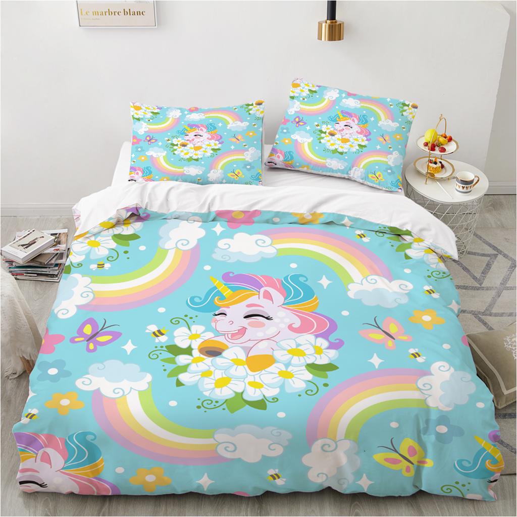 Комплект постельного белья с 3D волшебным единорогом для мальчиков и девочек, размер Twin Queen Size, пододеяльник, наволочка, кровать для детей и взрослых, модный домашний текстиль, текстиль