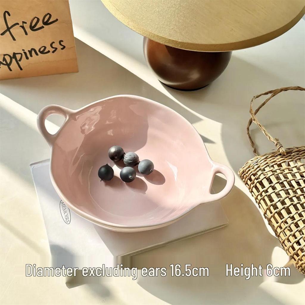 Миска Wzrins в японском кремовом стиле неправильной формы с двумя ручками - Идеально подходит для выпечки, салатов, фруктов и многого другого