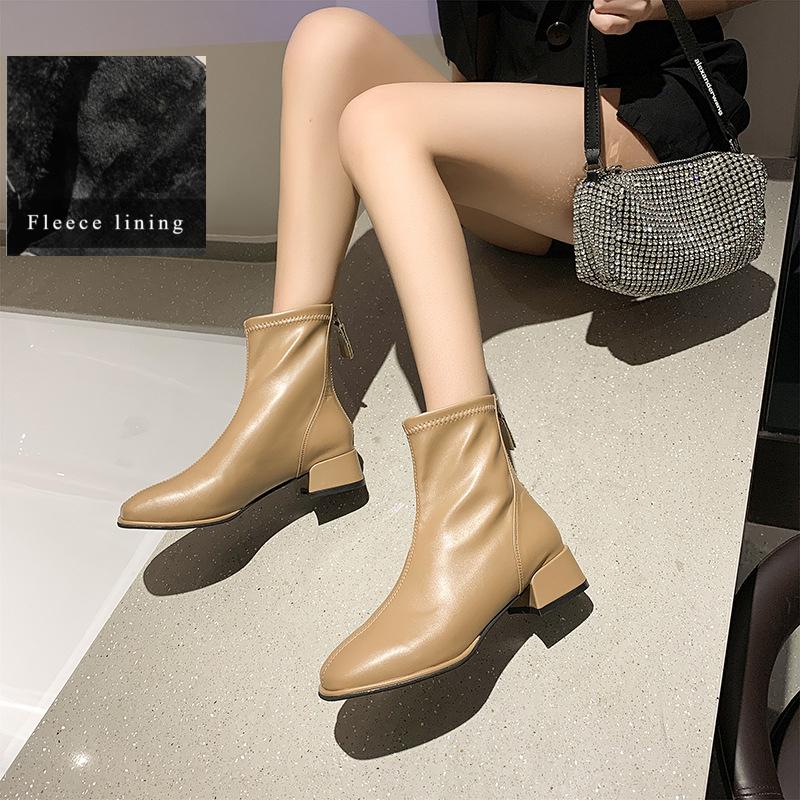 Большие размеры, квадратные ботильоны женские, новые, французские, мягкие, кожаные, квадратные, с белыми узкими ботинками, ботинки Martin