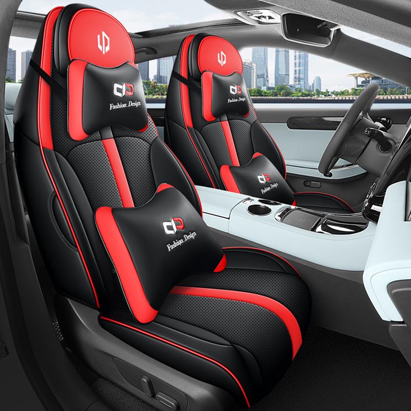 QQG Спортивная кожаная подушка на сиденье автомобиля для Leapmotor C01 - Полный и половинный обхват, Всесезонный чехол.