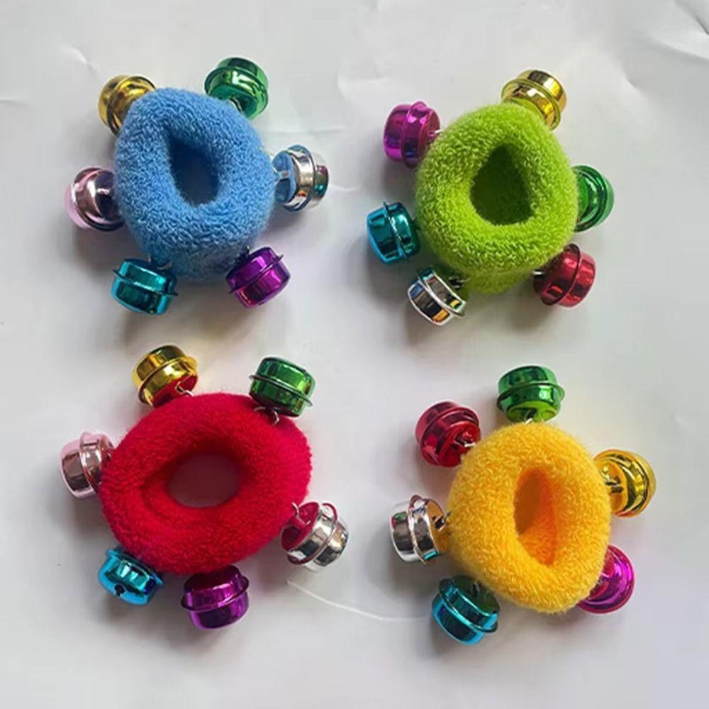 1Pcs/1Pair with Elastic Rope and Bell Children Wrist Ribbon Pom Club Dance Prop  Big Match