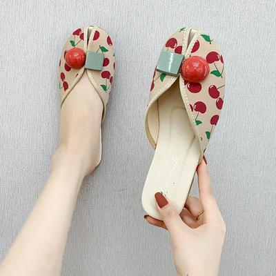 Шлепанцы Kawaii Shoes Round Toe Cute Women Slippers and Lady Sandals Mules Summer 2024 Flat Outside Comfortable Elegan Y 39 W