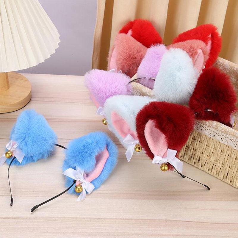 1 шт. Ободок с кошачьими ушками и бантом, Ожерелье, Когти, Перчатки, Косплей, Плюшевый, С колокольчиком, Повязка на голову, Женский, Девочка, Маскарадная вечеринка, Головной убор, Волосы оптом