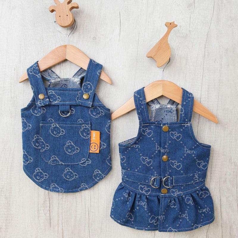 Костюм Love Jeans Pet Denim Dress для собак, жилет для маленьких собак, роскошная юбка на подтяжках для собак, милый принт, одежда для щенков