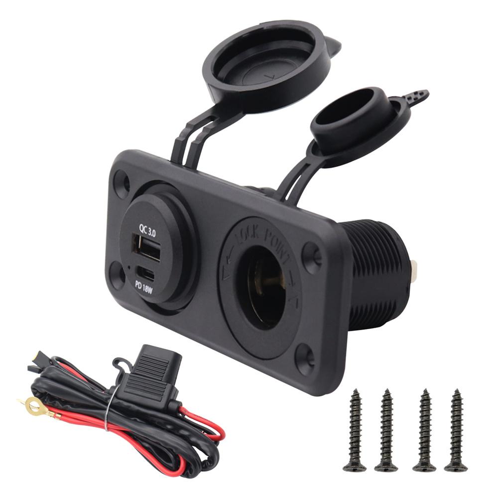 12В/24В QC 3.0 и TYPE-C Двойное USB Зарядное Устройство Автомобильный Прикуриватель Розетка Штекер Панель