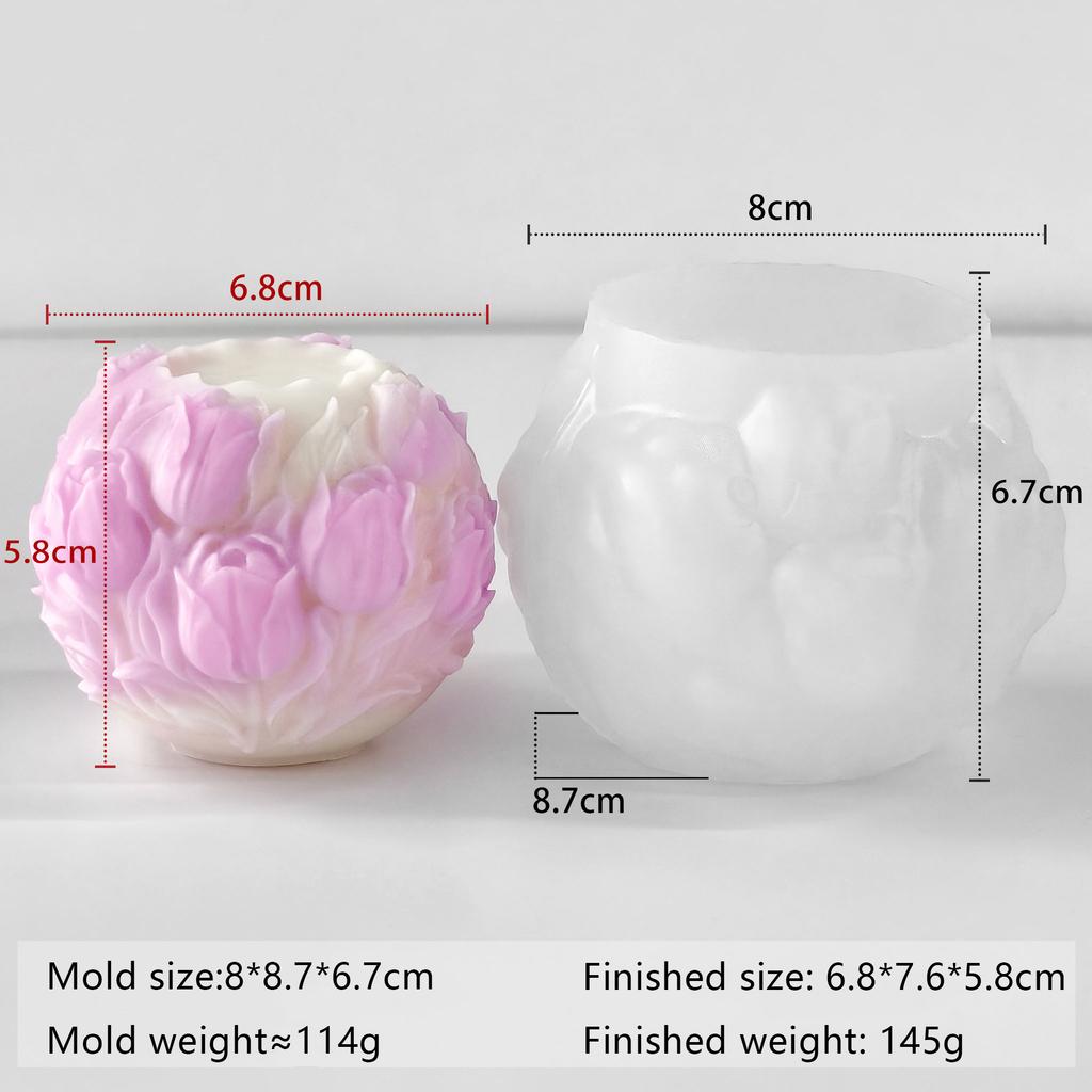 Форма для свечи-шара из тюльпанов, Цветочная сфера, Силиконовая форма, DIY, Ароматерапия, Воск, Гипс, Диффузор, Камень, Домашний декор