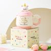Mug with Lid Cute Bestie Birthday Gift for Girls Coffee Ceramic Water Cup for Home Use High Value Office