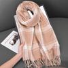 Premium new striped plaid scarf women's soft warm thickened shawl autumn and winter travel cold scarf