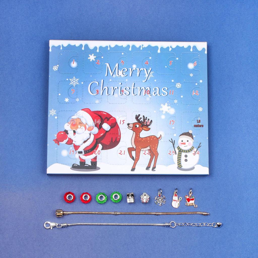 Конверт рождественского адвент-календаря с 24 ячейками: Сделай сам браслет и поздравительная открытка с благословением детский подарок