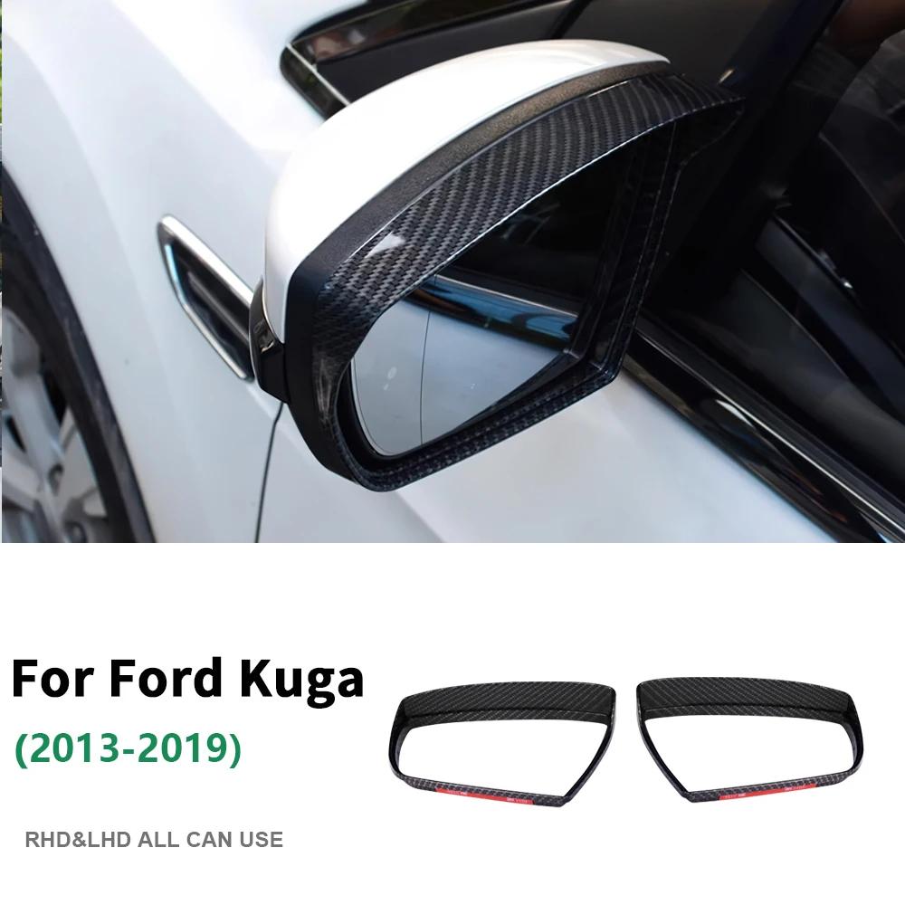 LHD RHD For Ford Kuga 2013 2014 2015 2016 2017 2018 2019 ABS Carbon Style 2Pcs Car Rearview Mirror Rain Eyebrow Trim Accessories