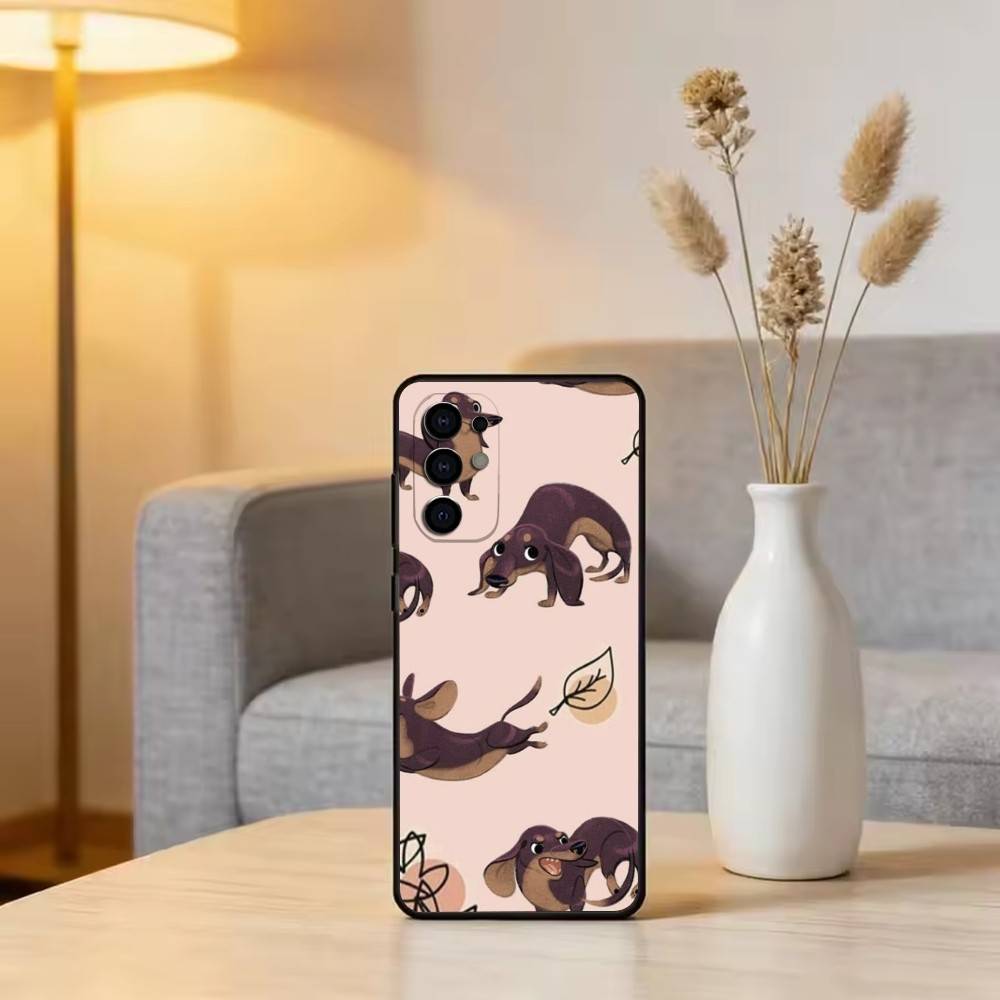 C-Милый C-Мультяшный D-Такса Чехол для Телефона Для Samsung S25,S24,S21,S22,S23,S30,Ultra,S20,Plus,Fe,Мягкий Силикон Черный Чехол