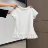 Sweet Spice Girl Lace Crew Neck Short Sleeve T-Shirt Women's Summer New Pure Desire Stacked Inside Wear Bottom Shirt Top