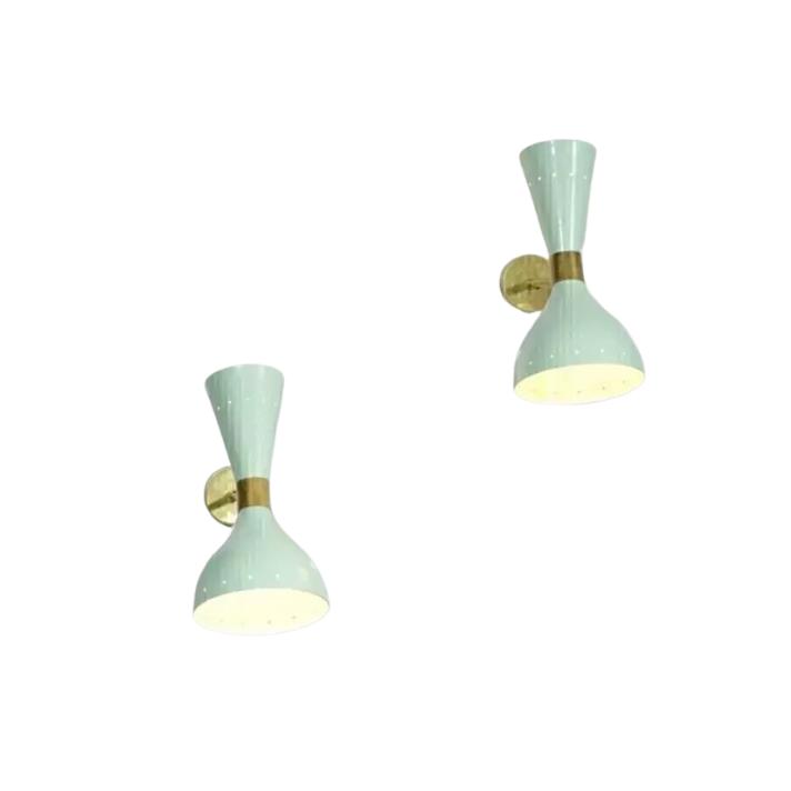 Пара латунных итальянских настенных светильников Diabolo середины 1950-х годов