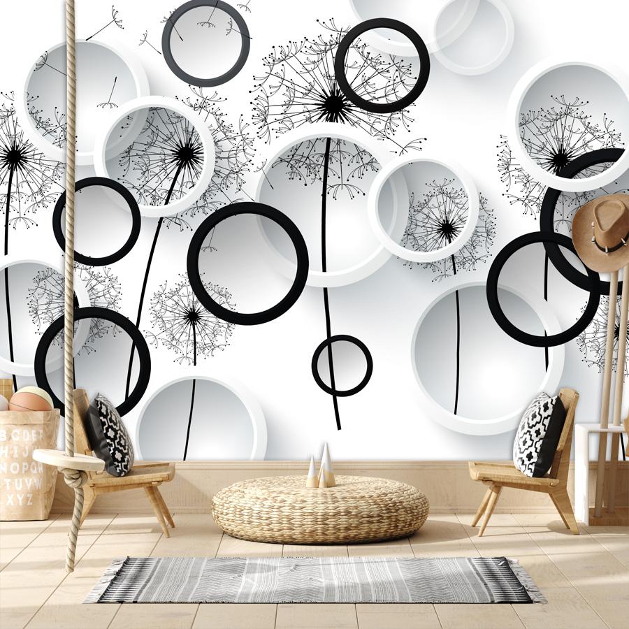 Современные 3d обои Съемный черный, белый цвет одуванчик крутая фреска домашний декор обои для гостиной спальни
