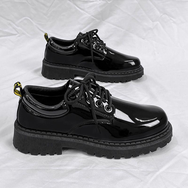 Lace Up Black Men's Leather Shoes Office On Sale Designer Classic Original New In 2025 Trend Social Pu Male Casual Shoe