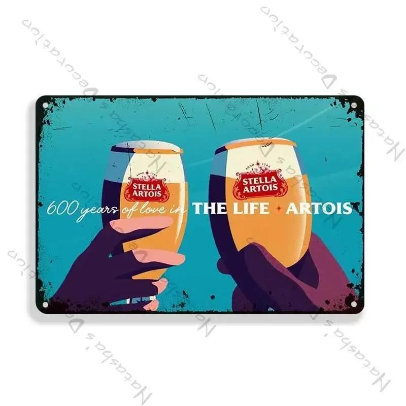 Декоративная тарелка Stella Artois Настенный декор Пиво Металлические знаки Настенная тарелка Винтажный металлический жестяной знак Индустриальный декор Домашний бар Жестяной знак