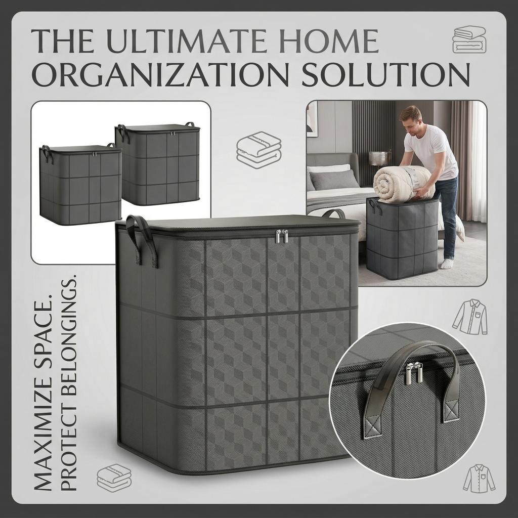Quilt Storage Bag, Thickened Extra-large Capacity, Moving Packing Bag, Clothes And Quilt, Foldable Storage Box
