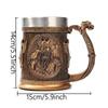 1pc 600ML Medieval Vintage Beer Cups, Stainless Steel Coffee Cups, Creative Viking Mugs, Bar Decorations, Resin Crafts