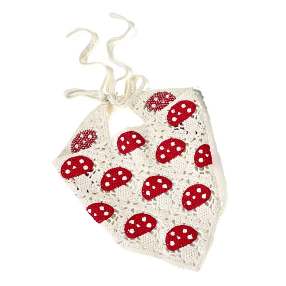 Hand Crocheted Tricot Triangle Scarf Hair Accessories Hair Binding Mushroom Hair Band Strap Turban