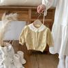 Infant Sweater Cardigan 2025 Autumn New Lotus Leaf Collar Baby Girl Embroidered Jacket Knitted Sweater Top