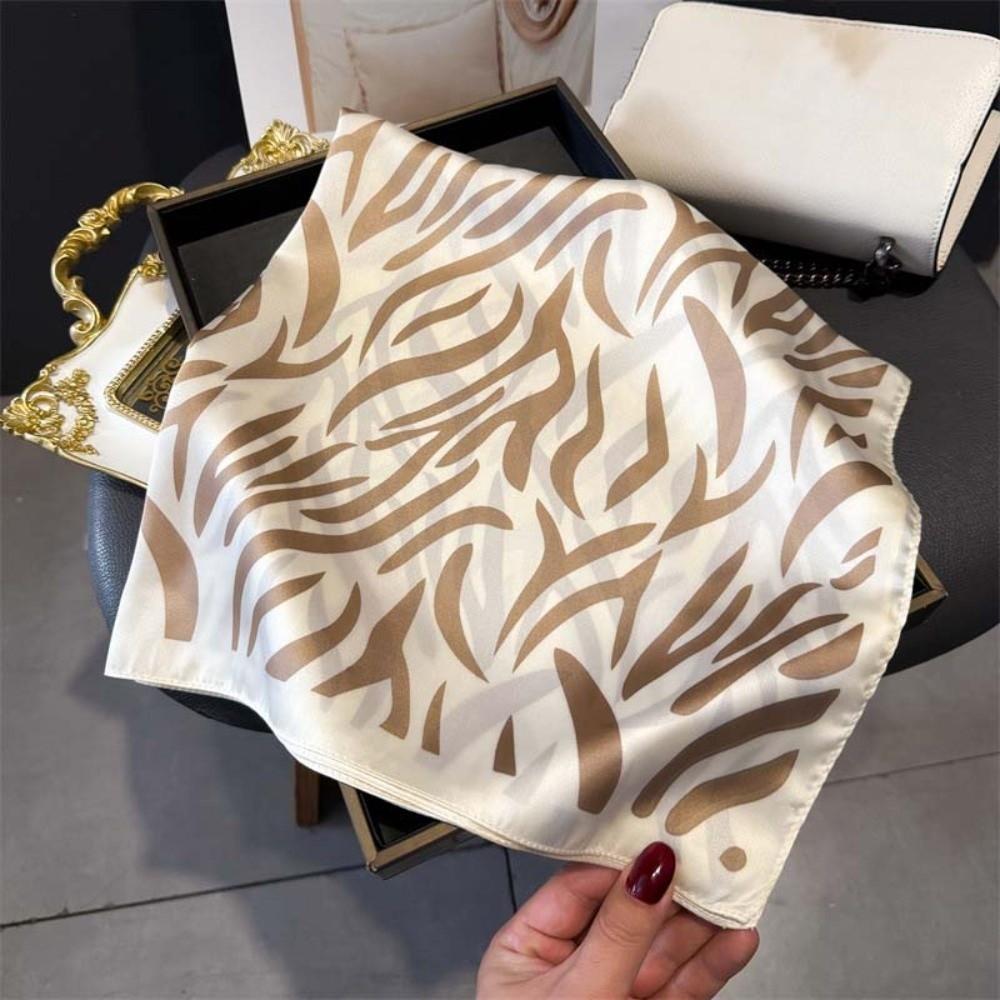 Breathable 90 CM Square Scarf Patterned Shawl Printed Silk Scarf Stripes Square Headscarf  Vacation